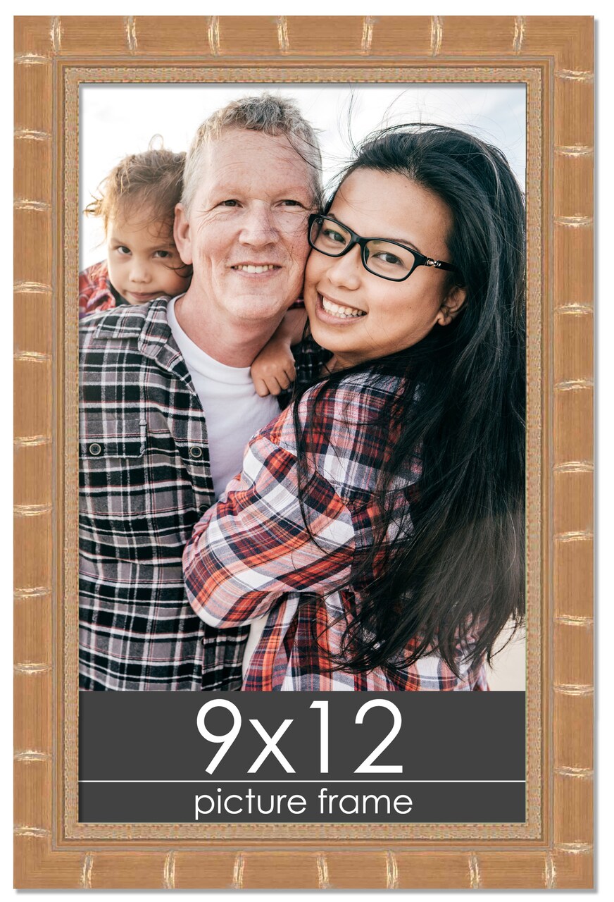 9x12 Modern Bamboo Picture Frame with UV-Resistant Acrylic & Acid Free Backing, Available in 5 Finishes - Gold, Silver, Brown, Black, and Natural